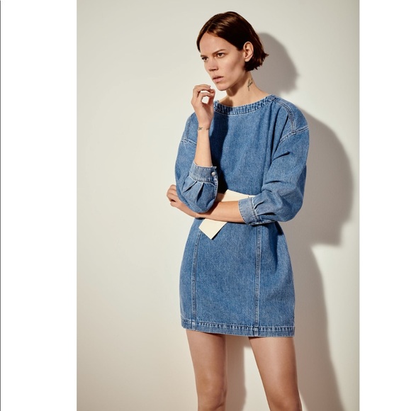 belted denim dress zara Z1975 BELTED MINI DENIM DRESS - Blue